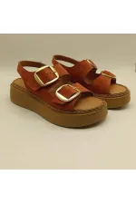Amethyst Exclusive Stable Orange Suede Platform Women's Sandals | Buckle & Non-Slip Sole for Summer Elegance