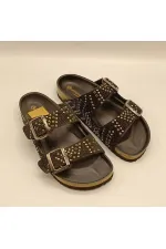 Aidan Black Cork Sole Orthopedic Slippers