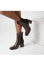 Berit Acı Kahve Deri & Süet Kadın Bot – TPU Kaymaz Tırtıklı Taban – 21 cm
