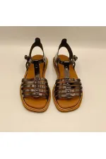 Asta Black Leather Flat Women's Sandals