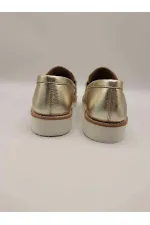 Malta Altın Deri Kadın Günlük Ayakkabı – Parlak Altın Tokalı