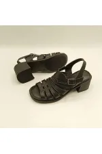 Amethyst Exclusive Stable Black Heeled Women's Sandals | Leather Classic Elegance and Comfort