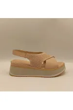 Athena Pudra Deri Dolgu Topuk Sandalet