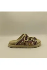 Bona Cream Genuine Leather Beaded Women's Slippers