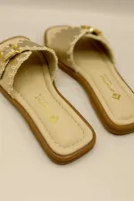 Authentic Matte Gold Leather Slippers