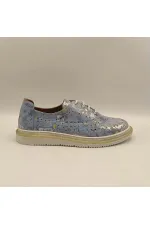 Jenny Blue Leather Floral Pattern Women's Sneaker