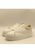 Ellezsa White Genuine Leather Women's Sneaker