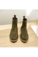 Bottes Chelsea pour femmes en daim kaki Kale