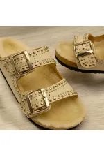 Mina Kışlık Ortopedik Bej Kadın Terlik