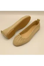Gale Beige Leather Ballet Flats