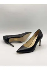 Nadia %100 Gerçek Deri Siyah Stiletto – 9 cm Topuk