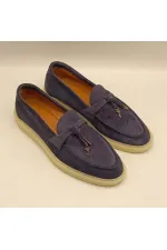 Etna Navy Suede Women's Loafer Shoes