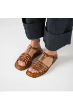 Asta Taba Deri Düz Kadın Sandalet