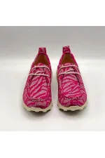 Monica Fuchsia-White Patterned Suede Women's Loafer – Genuine Leather & 3 cm Thermolight Sole