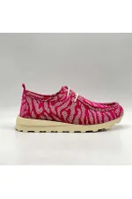 Monica Fuchsia-White Patterned Suede Women's Loafer – Genuine Leather & 3 cm Thermolight Sole