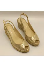 Terre Gold Deri Dolgu Topuk Sandalet