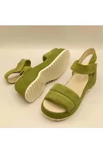 Hera Green Suede Platform Sandals