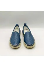 Flex Mavi Hakiki Deri Kadın Loafer