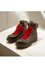 Snow Black Leather Fur-Lined Women's Boots