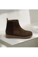 Bottes pour femmes en daim marron et noir