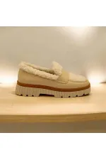 Plush Bej Deri Günlük Kadın Ayakkabı