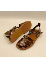 Cali Brown Leather Flat Women's Sandals