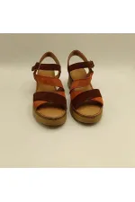 Stable Cross Strap Ankle Strap Genuine Leather Suede Women's Sandals – Brick Red/Dark Brown