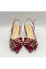 Chaussures à talons hauts Sedare en cuir véritable bordeaux avec boucle