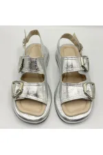 Amethyst Exclusive Siesta Silver Genuine Leather Women's Sandals