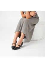 Escarpins NAOMI en cuir véritable noir avec boucle | Talon bas de 5 cm