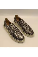 Jenny Black Leather Star Pattern Women's Sneaker