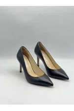 Nadia %100 Gerçek Deri Siyah Stiletto – 9 cm Topuk