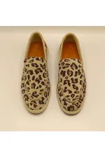 Punto Leopar Desen Deri Kadın Günlük Ayakkabı