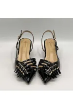 Chaussures à talons hauts Sedare en cuir véritable noir avec boucle