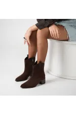 Western Acı Kahve Süet Kadın Bot – Sıcak Astarli | 22.5 Cm Bot Boyu | 5.5 Cm Topuk | Tpu Taban