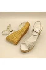 Camelia Gümüş Deri Dolgu Topuk Sandalet