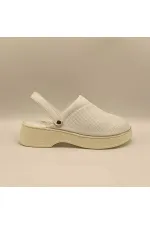 Sabo White Leather Women's Slippers