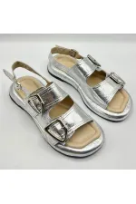 Amethyst Exclusive Siesta Silver Genuine Leather Women's Sandals