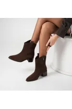 Western Acı Kahve Süet Kadın Bot – Sıcak Astarli | 22.5 Cm Bot Boyu | 5.5 Cm Topuk | Tpu Taban