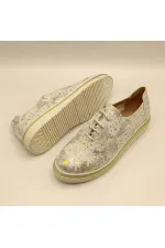 Jenny Silver Leather Floral Pattern Women's Sneaker