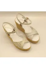 Camelia Gümüş Deri Dolgu Topuk Sandalet