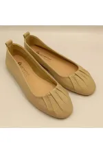 Gale Beige Leather Ballet Flats