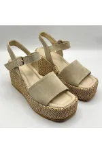 Ametist Exclusive Agatha Bej Süet Dolgu Topuk Kadın Sandalet