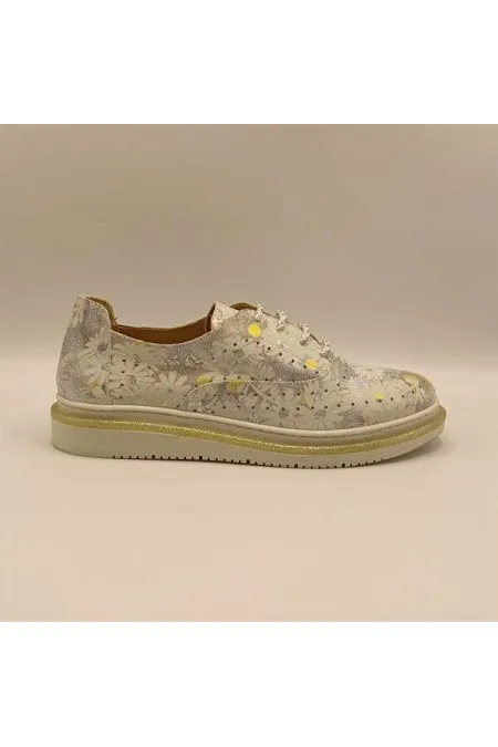 Jenny Silver Leather Floral Pattern Women's Sneaker