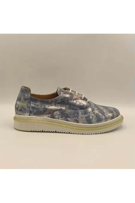 Jenny Blue Leather Star Pattern Women's Sneaker
