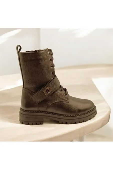 Bottes pour femmes en cuir noir pierre