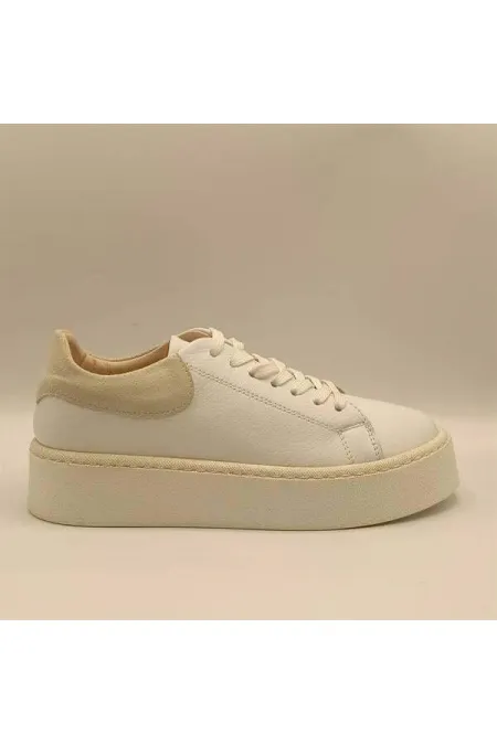Ellezsa White Genuine Leather Women's Sneaker