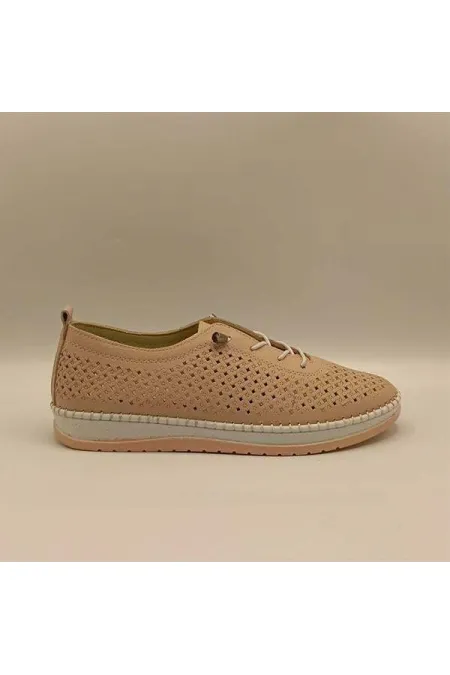 Baskets Ametist Exclusive Lugano en cuir véritable couleur poudre pour femmes – Fabriquées à la main et confortables