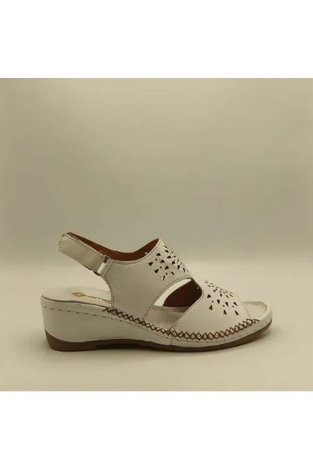 Calina White Genuine Leather Handmade Women's Sandals – Comfortable Summer Model