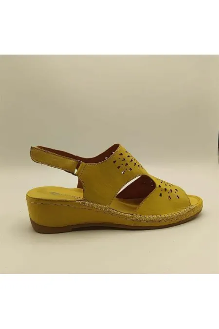 Calina Yellow Genuine Leather Handmade Women's Sandals – Colorful Summer Style